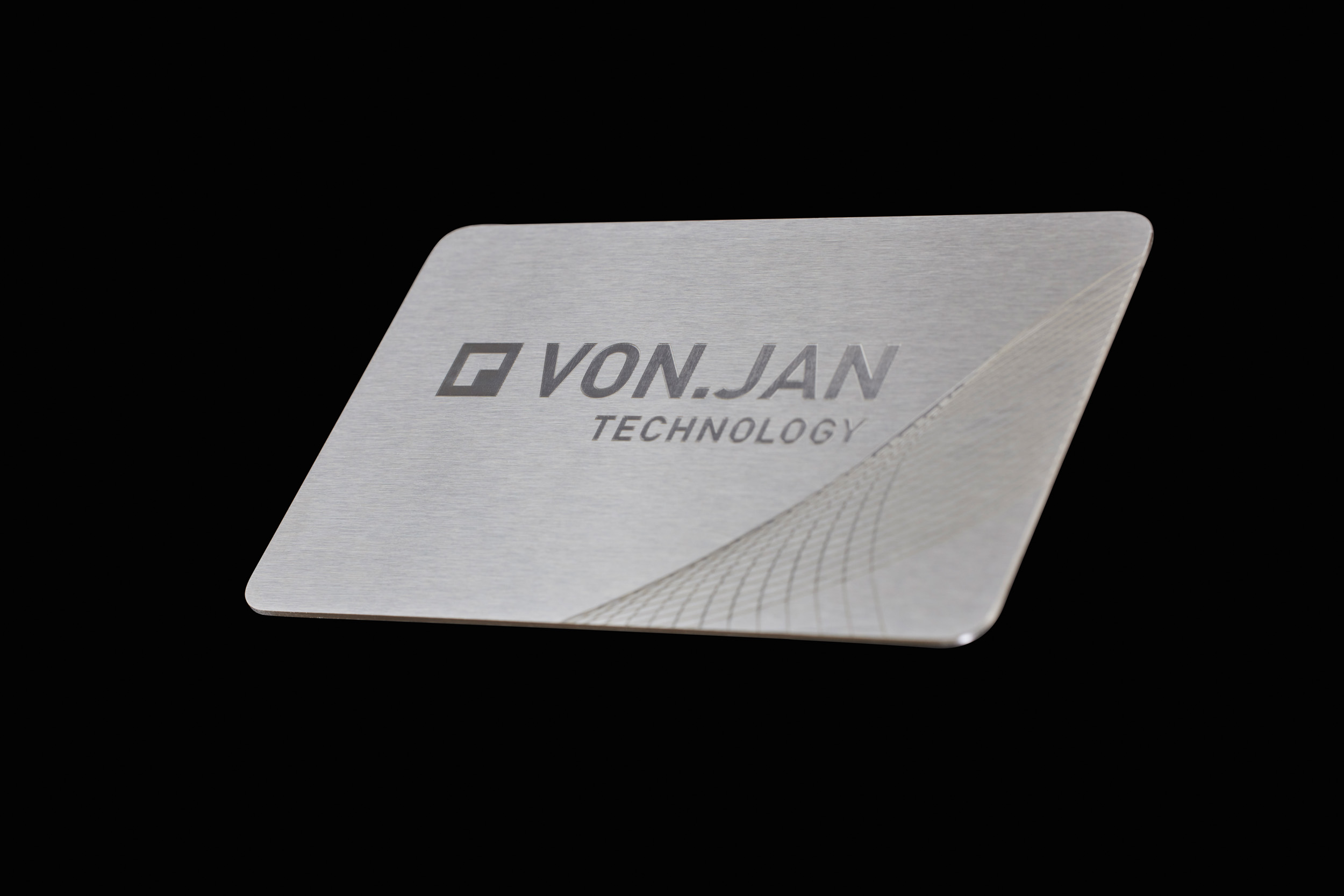 Polishing marking of the VONJAN logo on a stainless steel card