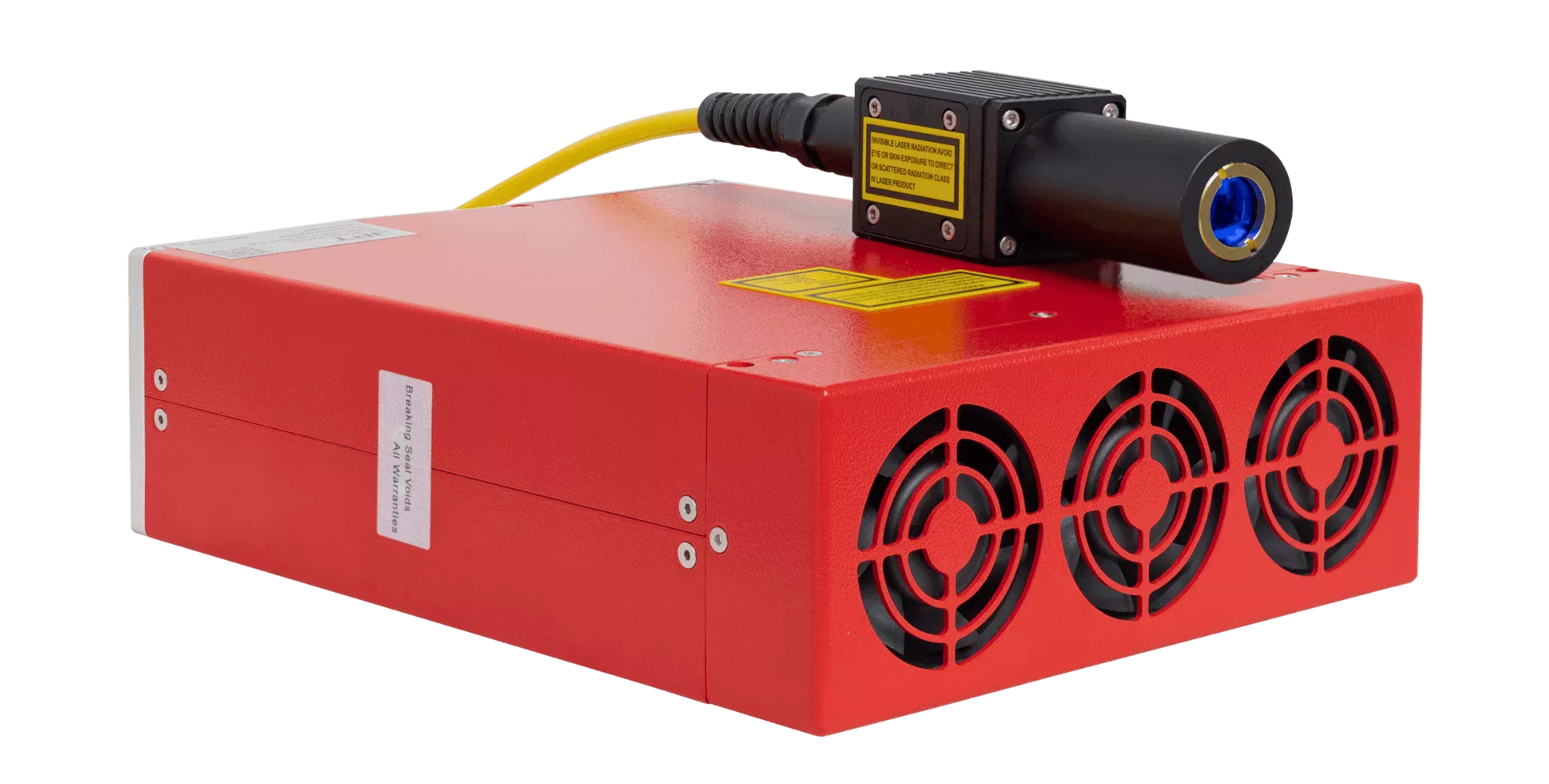 Gepulster MOPA Faserlaser bei 1064 nm zur Laserbeschriftung auf Edelstahl.