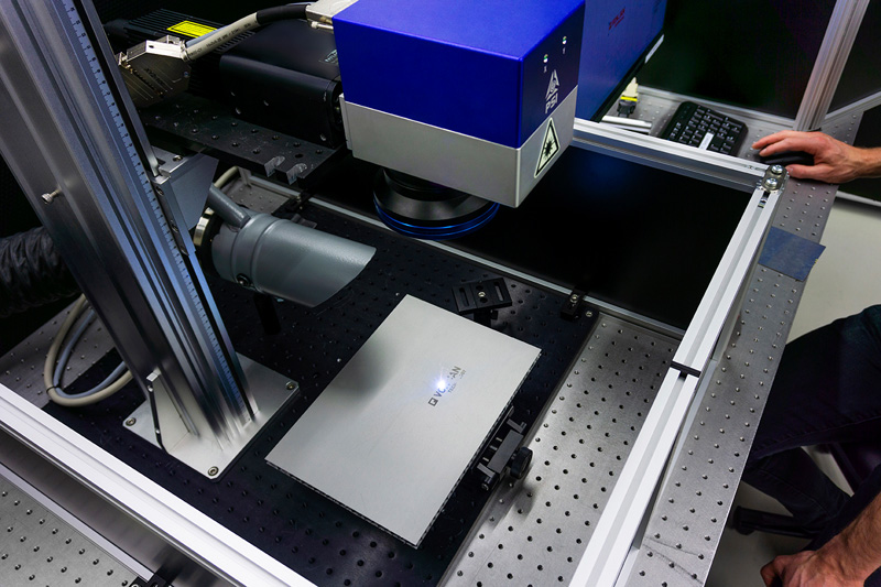 Testing process parameters for a specific combination of Laser Source, 2-Axis Scan Head and Optics on sample material.