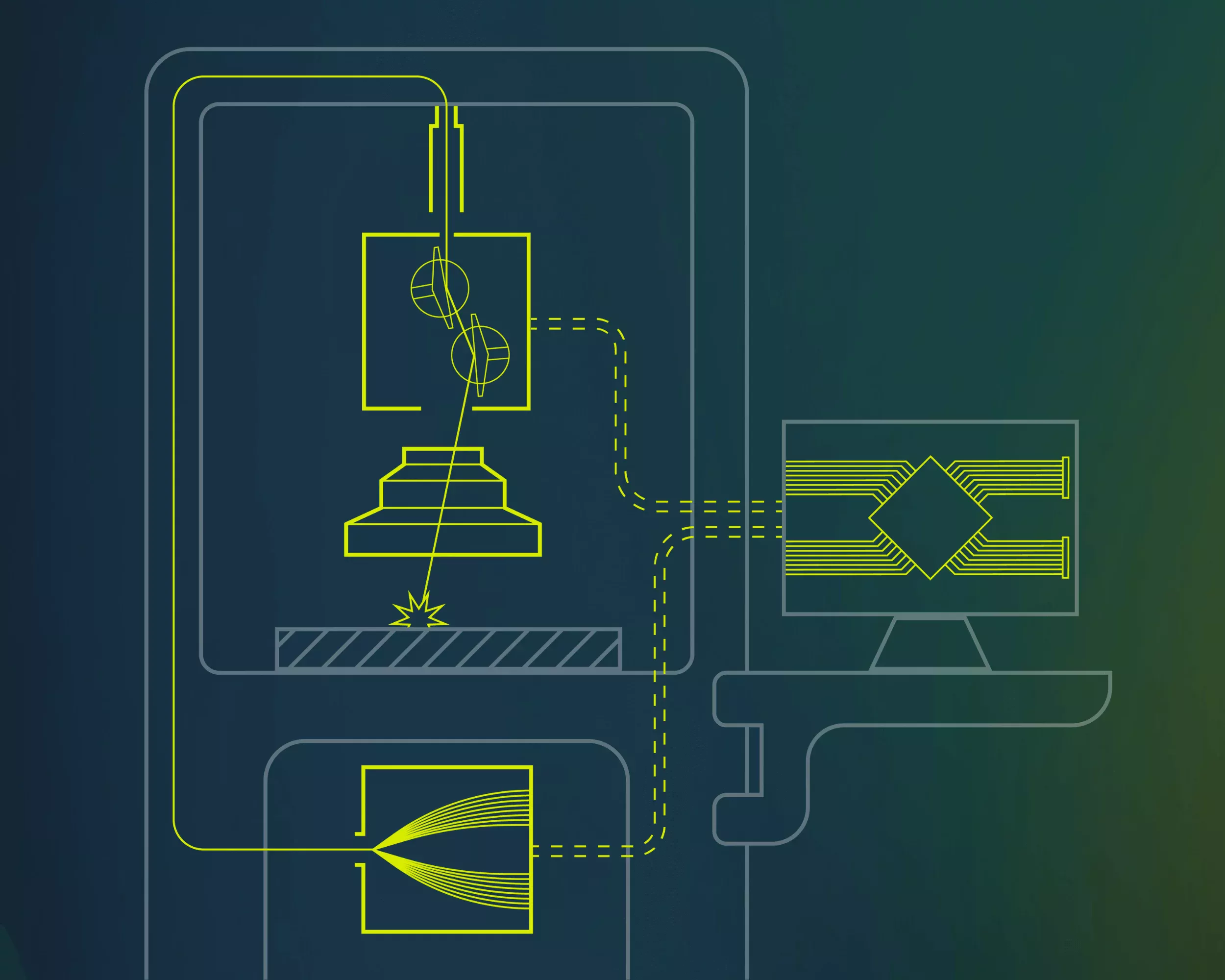 Lasermarkiersystem Grafische Darstellung des Aufbaus eines Lasermarkiersystems mit seinen Komponenten.